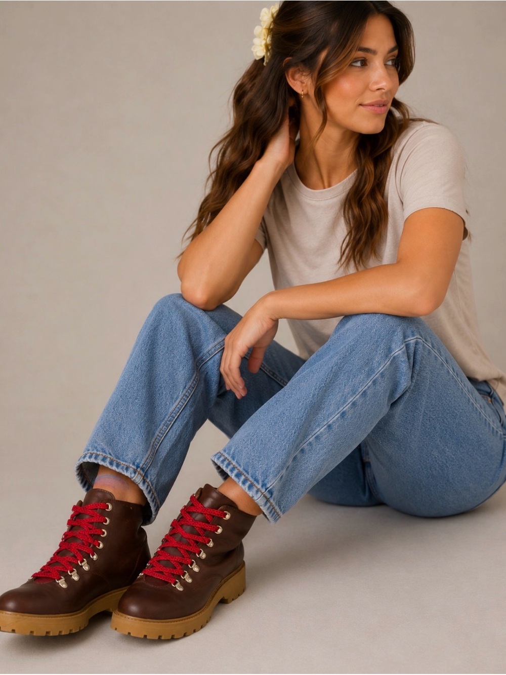 Brown Faux Leather Ankle Booties